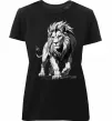 Жіноча преміум футболка Лев ескіз Чорний фото