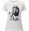 Жіноча преміум футболка Лев ескіз Білий фото