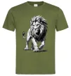 Мужская футболка Лев ескіз Оливковый фото