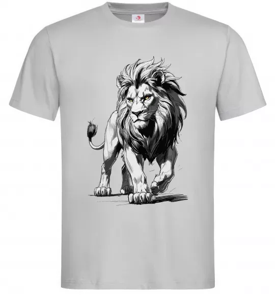 Мужская футболка Лев ескіз Серый фото