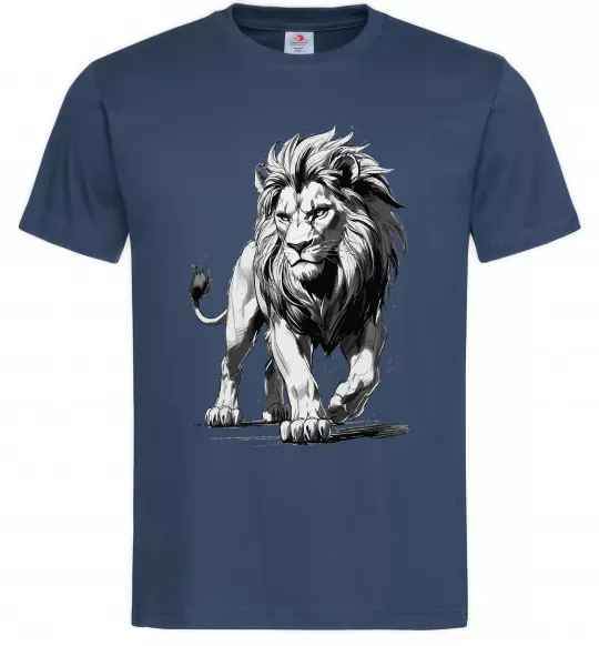 Мужская футболка Лев ескіз Темно-синий фото