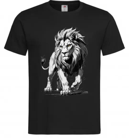 Мужская футболка Лев ескіз Черный фото