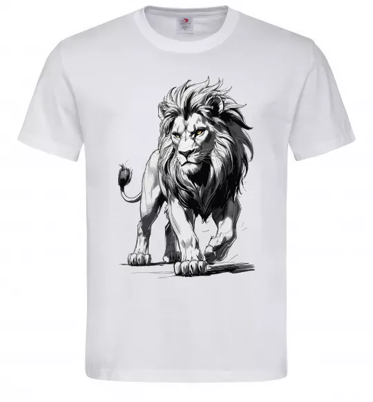 Мужская футболка Лев ескіз Белый фото