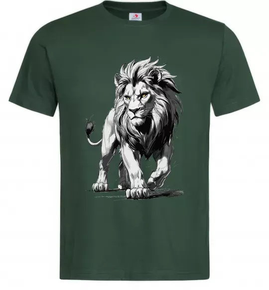 Мужская футболка Лев ескіз Темно-зеленый фото
