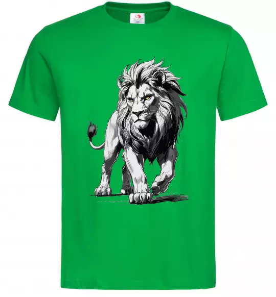 Мужская футболка Лев ескіз Зеленый фото