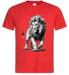 Мужская футболка Лев ескіз Красный фото