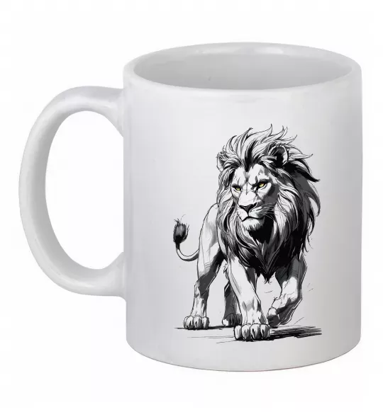 Чашка керамическая Лев ескіз Белый фото