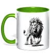 Чашка с цветной ручкой Лев ескіз Зеленый фото