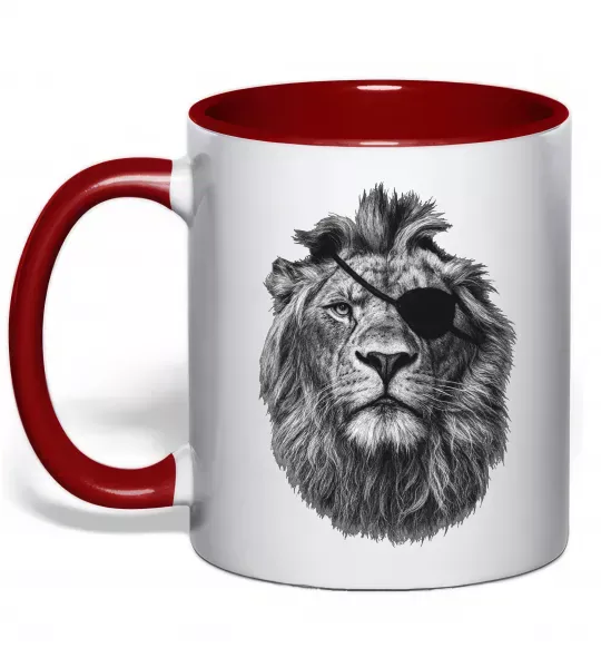 Чашка с цветной ручкой Лев в пов'язці Красный фото