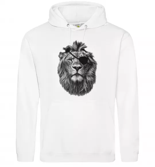Мужская толстовка (худи) Лев в пов'язці Белый фото