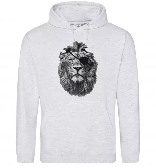 Мужская толстовка (худи) Лев в пов'язці Серый меланж фото