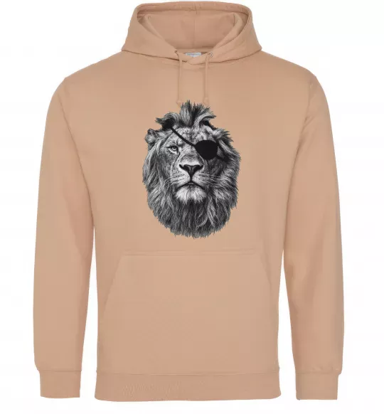 Мужская толстовка (худи) Лев в пов'язці Песочный фото