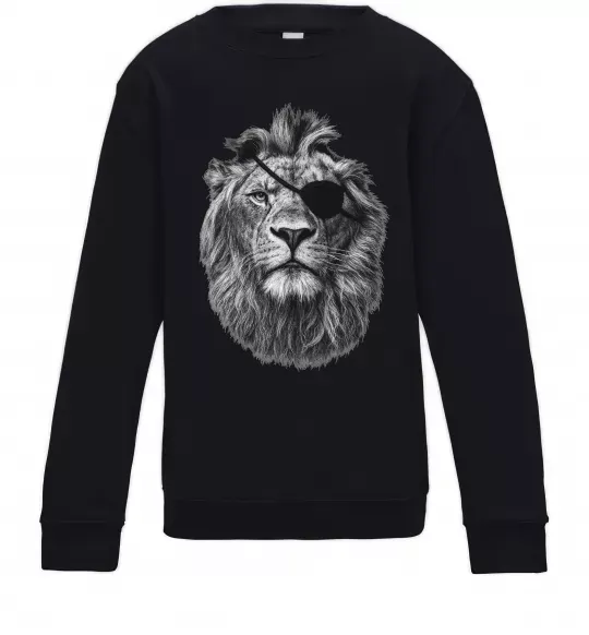 Детский Свитшот Лев в пов'язці Черный фото