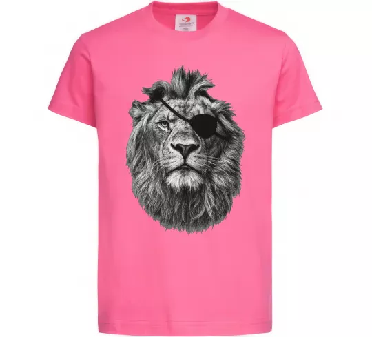 Детская футболка Лев в пов'язці Ярко-розовый фото