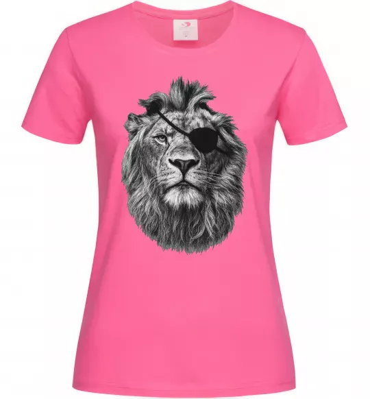 Жіноча футболка Лев в пов'язці Яскраво-рожевий фото