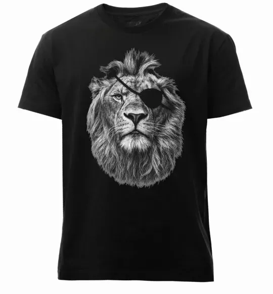 Мужская премиум футболка Лев в пов'язці Черный фото