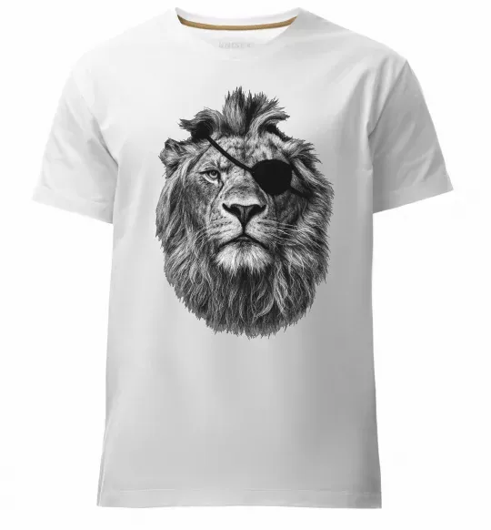 Мужская премиум футболка Лев в пов'язці Белый фото