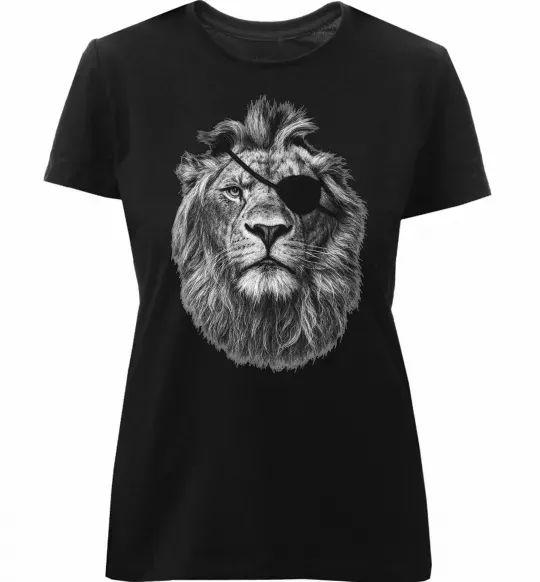 Жіноча преміум футболка Лев в пов'язці Чорний фото