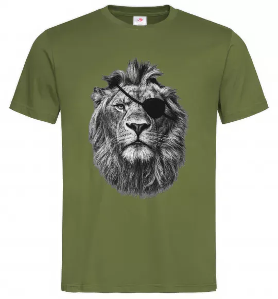 Чоловіча футболка Лев в пов'язці Оливковий фото