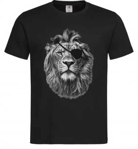 Чоловіча футболка Лев в пов'язці Чорний фото