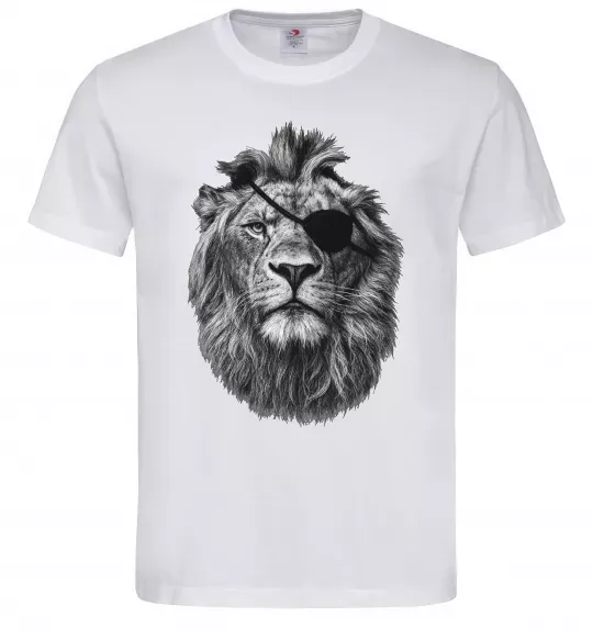 Чоловіча футболка Лев в пов'язці Білий фото