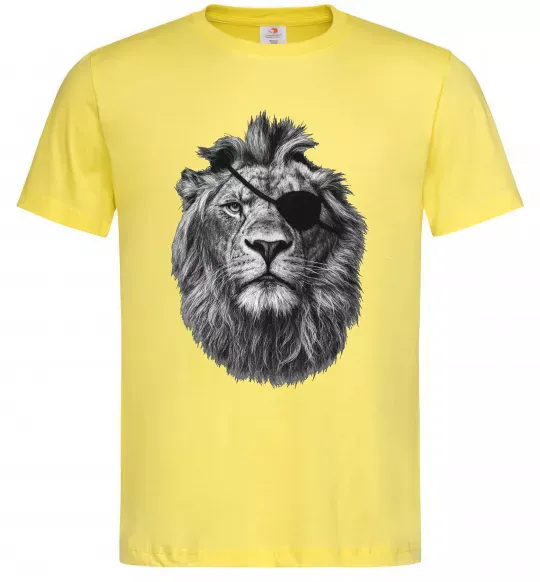 Чоловіча футболка Лев в пов'язці Лимонний фото