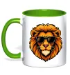 Чашка с цветной ручкой Крутий лев Лаймовый фото