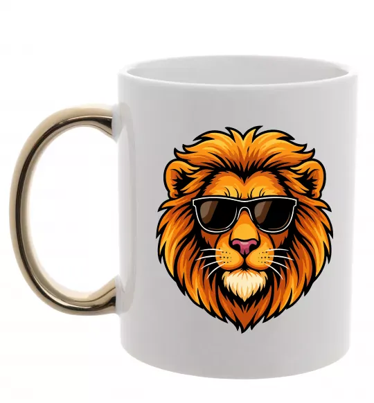 Чашка с цветной ручкой Крутий лев Золото фото