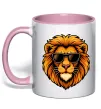 Чашка с цветной ручкой Крутий лев Нежно розовый фото