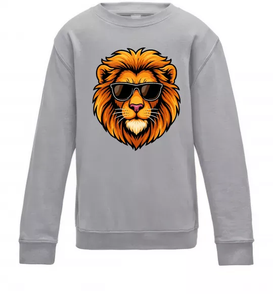 Дитячий світшот Крутий лев Сірий меланж фото