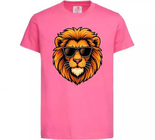 Детская футболка Крутий лев Ярко-розовый фото