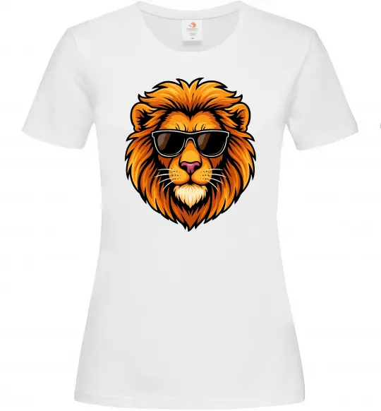 Жіноча футболка Крутий лев Білий фото