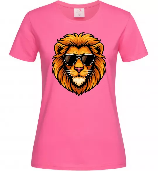 Жіноча футболка Крутий лев Яскраво-рожевий фото