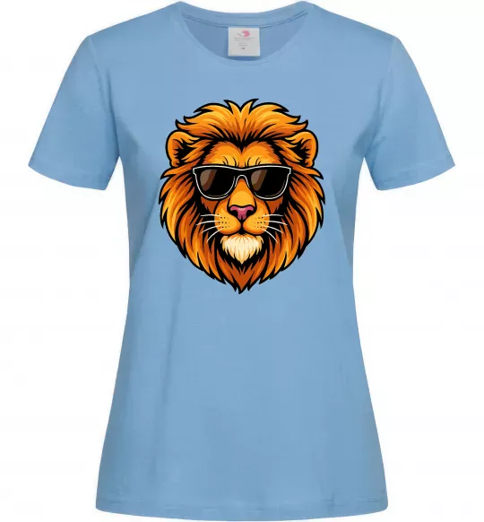 Жіноча футболка Крутий лев Блакитний фото