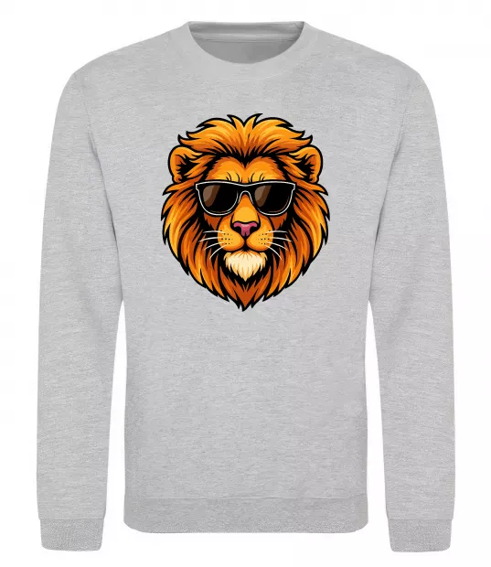 Свитшот Крутий лев Серый меланж фото