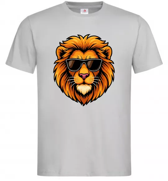 Мужская футболка Крутий лев Серый фото