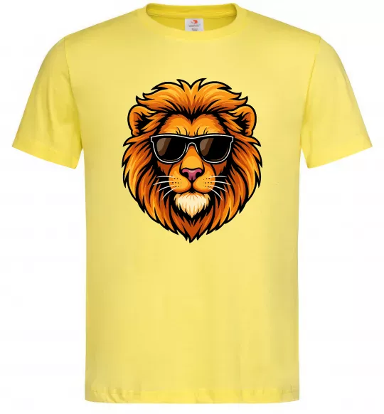 Мужская футболка Крутий лев Лимонный фото