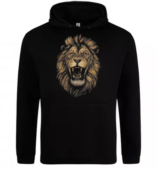 Чоловіча толстовка (худі) Голова лева Чорний фото