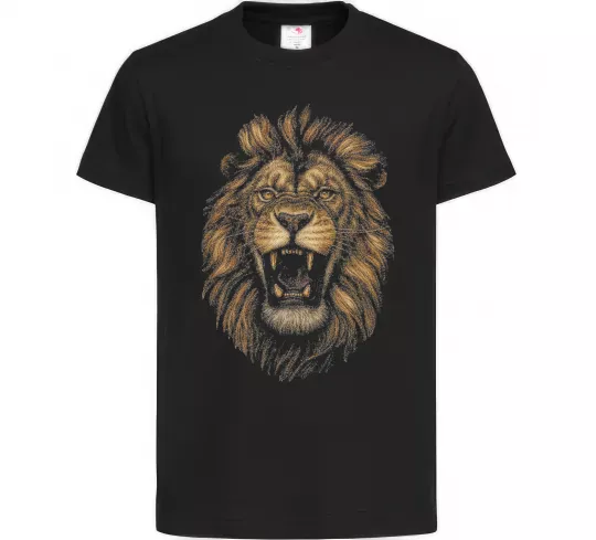 Дитяча футболка Голова лева Чорний фото