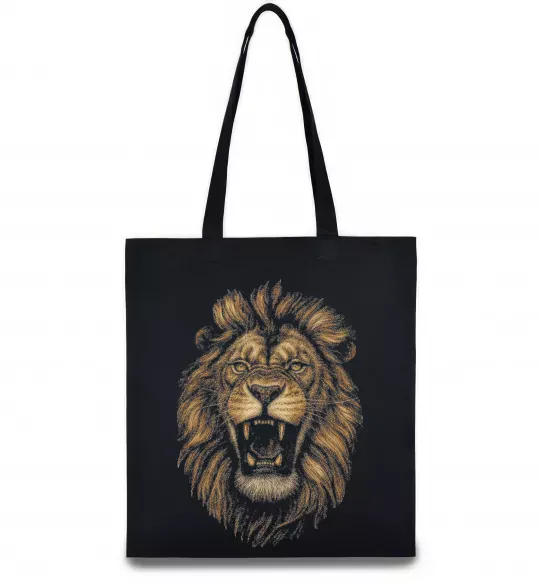 Еко-сумка Голова лева Чорний фото