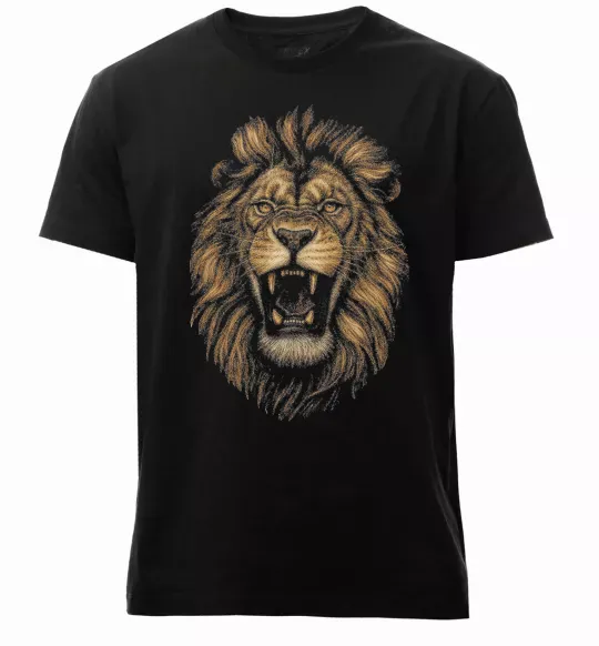 Мужская премиум футболка Голова лева Черный фото