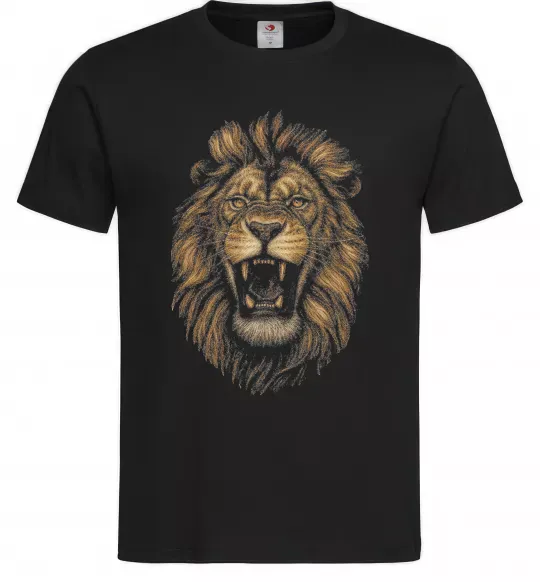 Мужская футболка Голова лева Черный фото