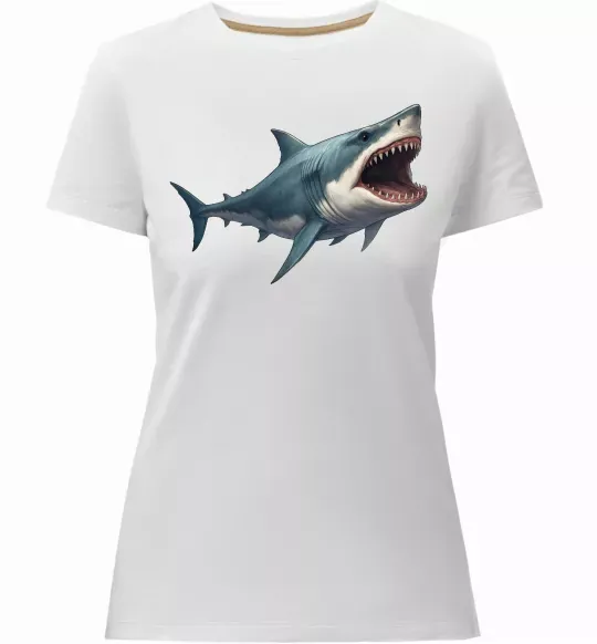 Жіноча преміум футболка Велика акула Білий фото
