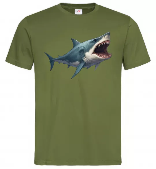 Мужская футболка Велика акула Оливковый фото