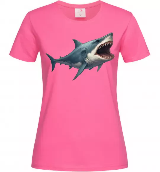 Жіноча футболка Велика акула Яскраво-рожевий фото