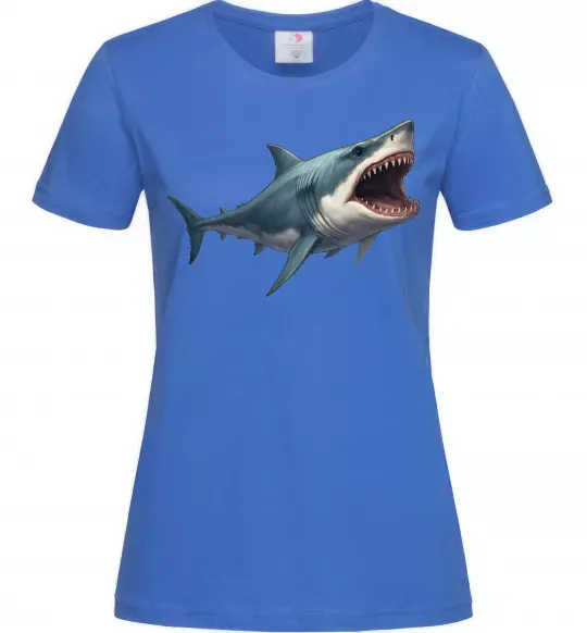 Жіноча футболка Велика акула Яскраво-синій фото