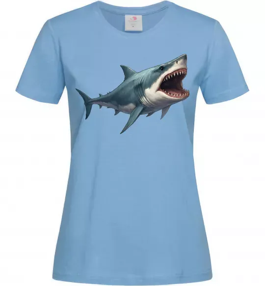 Жіноча футболка Велика акула Блакитний фото