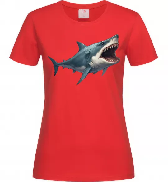 Жіноча футболка Велика акула Червоний фото