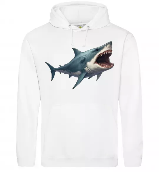 Чоловіча толстовка (худі) Велика акула Білий фото