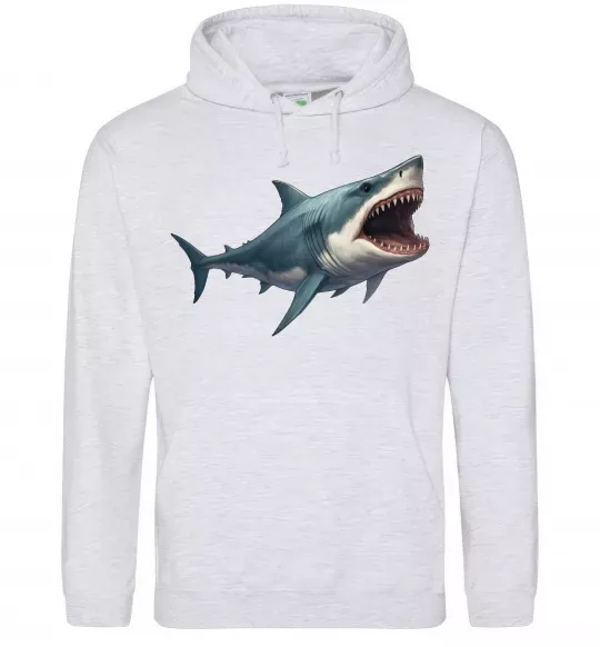 Чоловіча толстовка (худі) Велика акула Сірий меланж фото